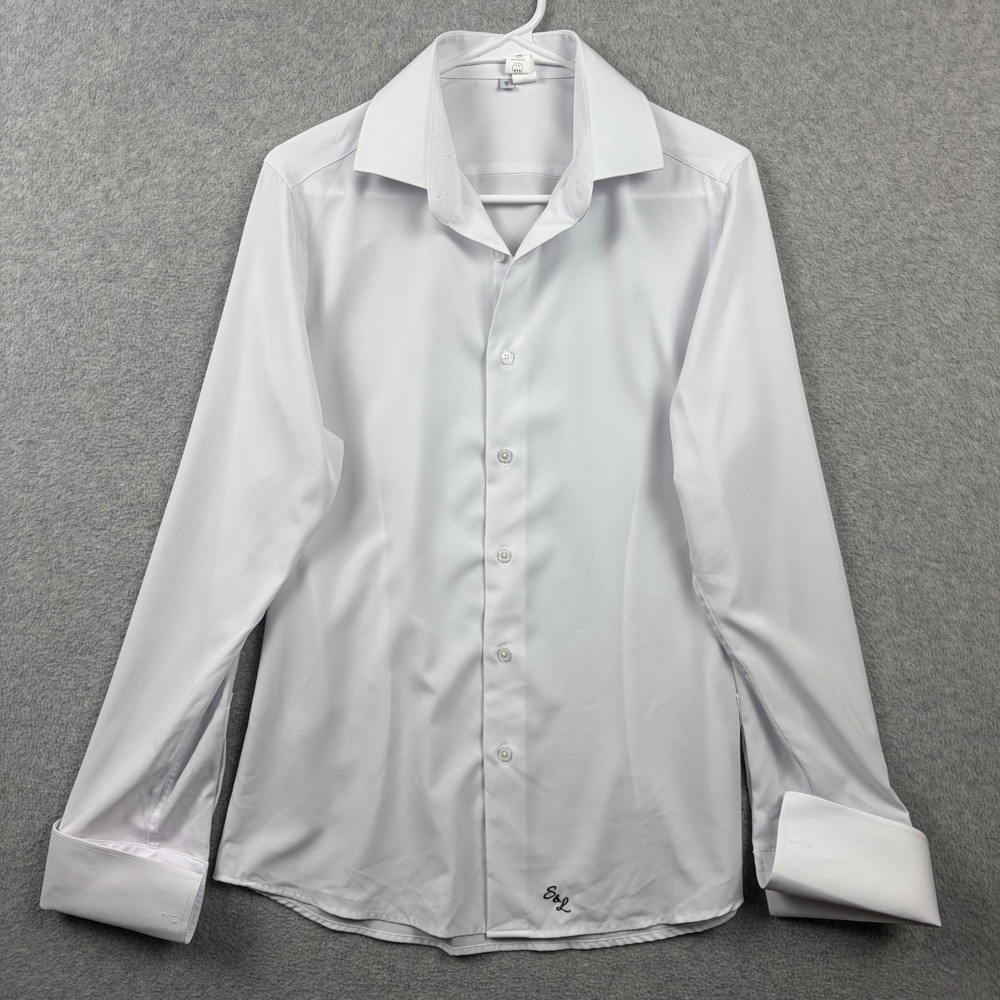 State & Liberty Dress Shirt Mens Small White French Cuff Athletic Fit Button Up